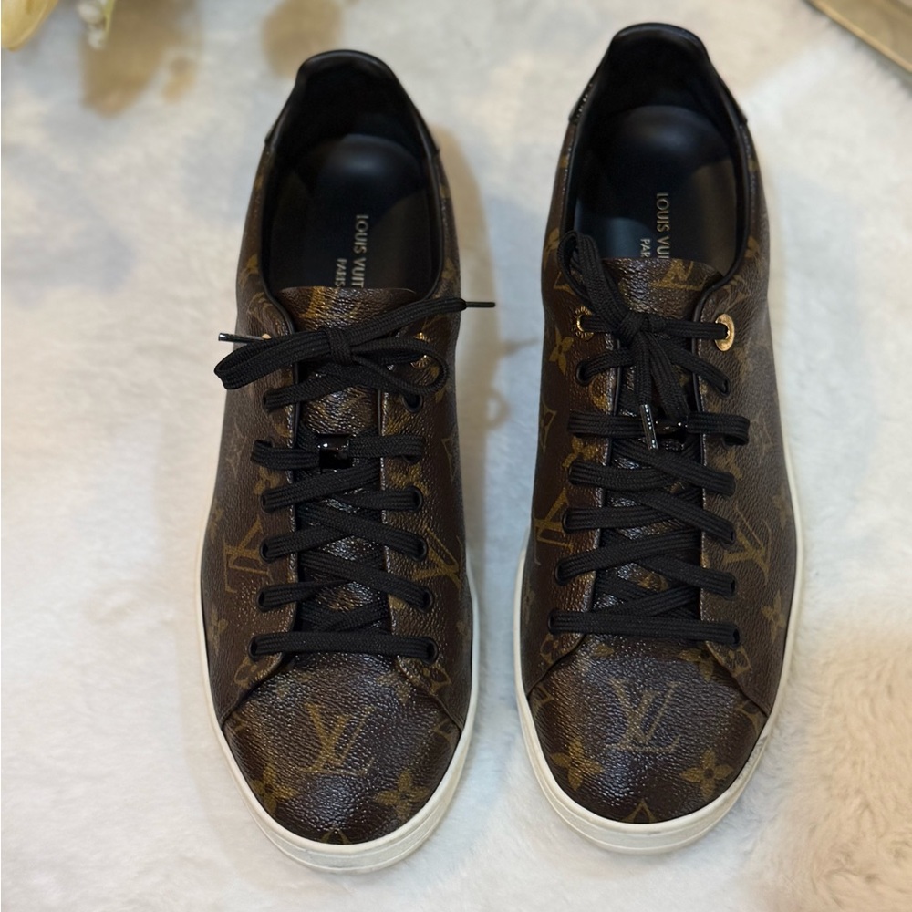 Louis Vuitton Black and Brown Monogram Sneakers - Picture 3 of 7